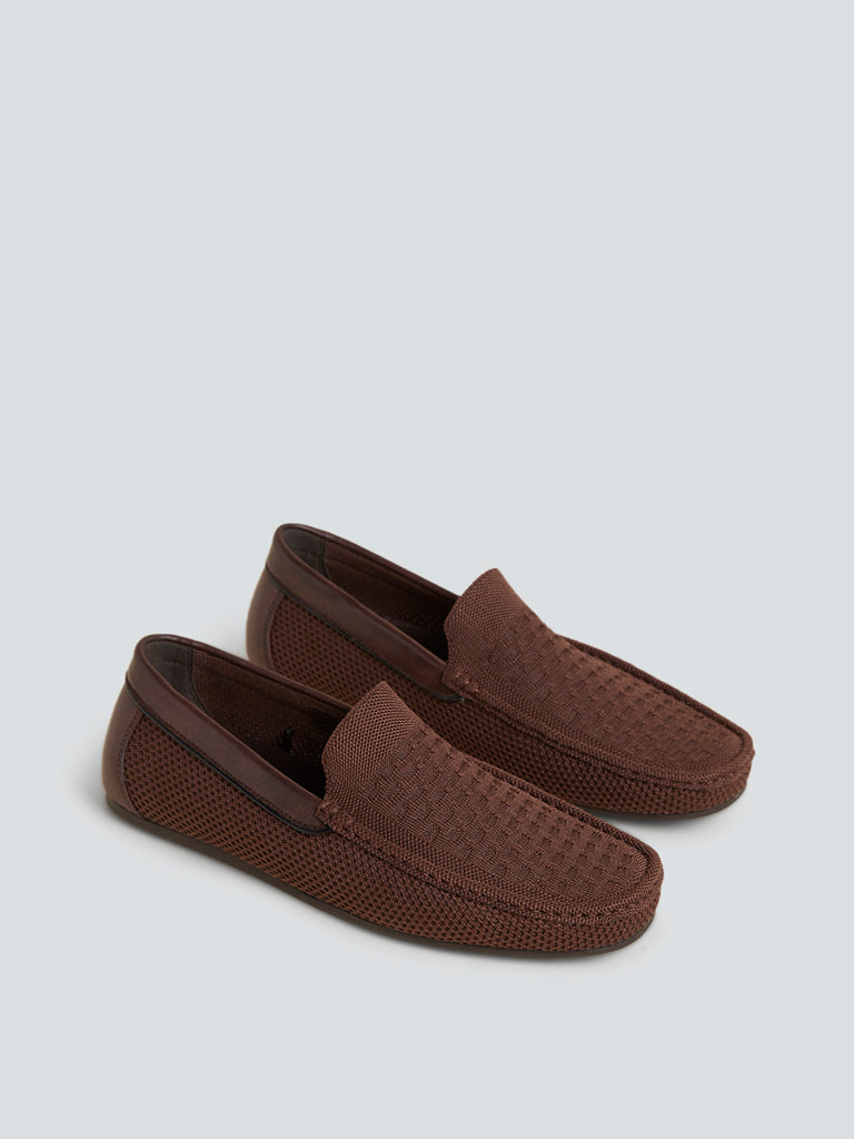 SOLEPLAY Brown Knit-Textured Loafers